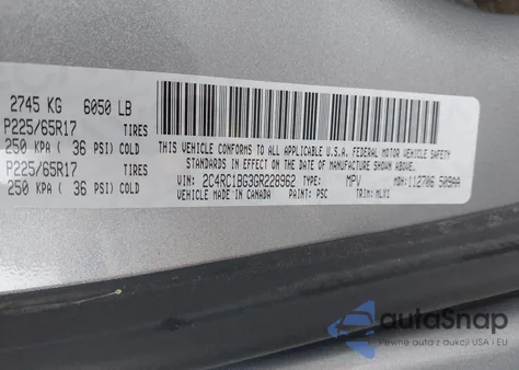 2016 Chrysler Town & Country Touring из США, поврежденный, VIN 2C4RC1BG3GR228962